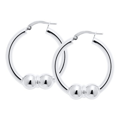 SS 26mm Double Ball Earrings