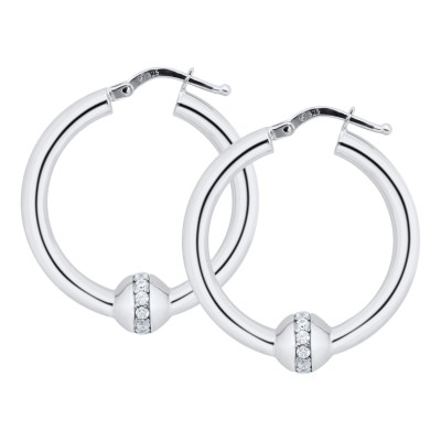 SS Cape Cod CZ Hoop Earrings 26mm