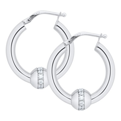 SS Cape Cod CZ Hoop Earrings 20mm