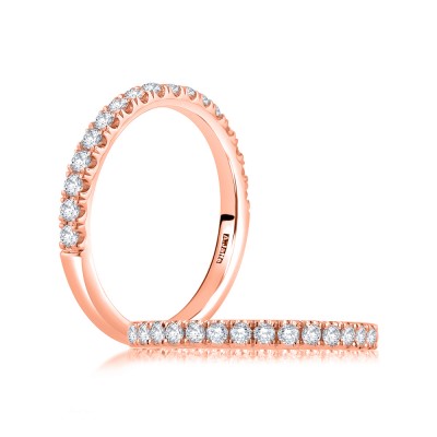 14K Rose Gold  Semi Mount Diamond Wedding Band