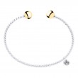 SS/14K Yellow Gold Cape Cod Twisted Cuff 2 Beads Bracelet SZ 6.5-1