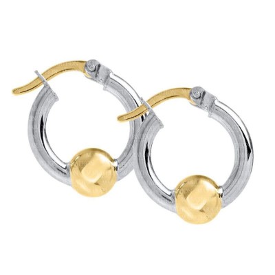 SS/YG Cape Cod Bead Hoop Earrings