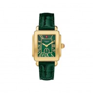 Deco Sport Mid Gold-Plated Lush Green Leather Watch