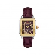 Deco Sport Mid Gold-Plated Dark Cherry Leather Watch