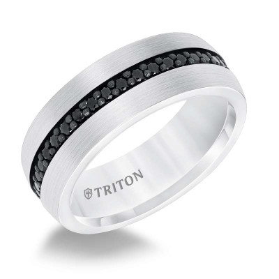Wh Tungsten Carbide 8MM Black Sapphire Band - Sz 10