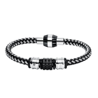 Stainless Steel Corded/Bead Brac With 1 Dia=0.02 Ct