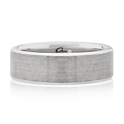 Brushed Matte Finish Platinum Men?s Wedding Band