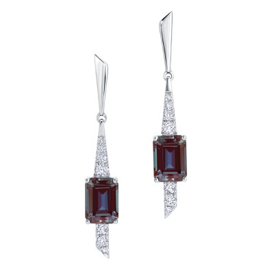 Lab-Grown Alexandrite Dangle Earrings
