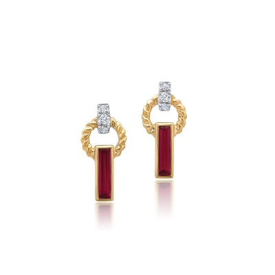 Lab-Grown Ruby Two-Tone Earrings