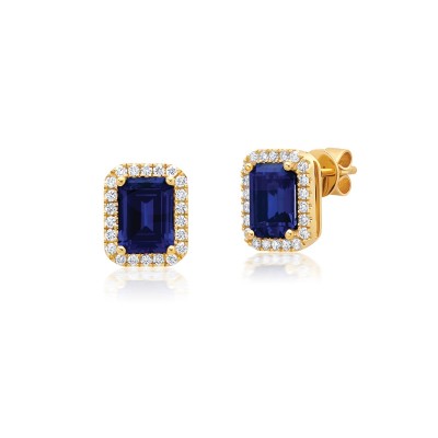 Lab-Grown Sapphire Halo Studs