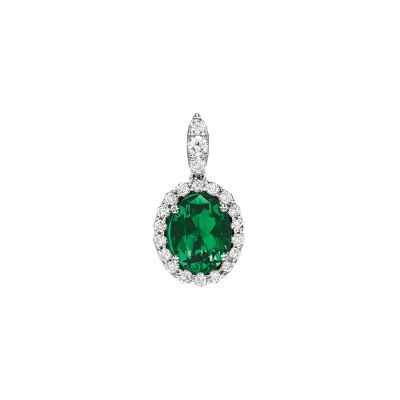 Lab-Grown Emerald Halo Pendant