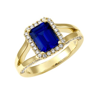 Lab-Grown Sapphire Split Shank Ring