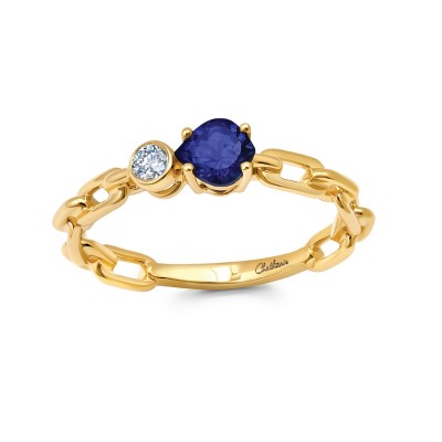 Lab-Grown Sapphire Chain Link Ring