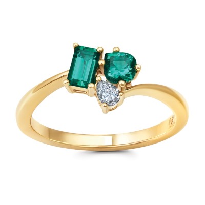Lab-Grown Emerald Cluster Ring