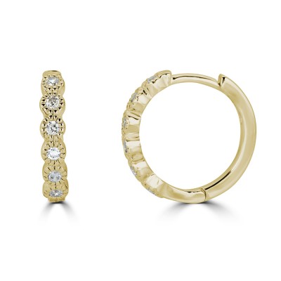 Sachs Signature 14KY .12Ctw Round H-I/I1 Diamond Bezel W/Beads Earrings