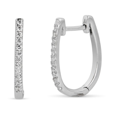 Sachs Signature 14KW .08Ctw Round G-H/SI Diamond U-Shape Huggie Earrings