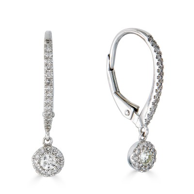 Sachs Signature 14KW .33Ctw Round Diamond Halo Dangle Earrings