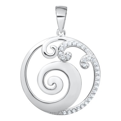 SS Round Wave & White Topaz Necklace 18"