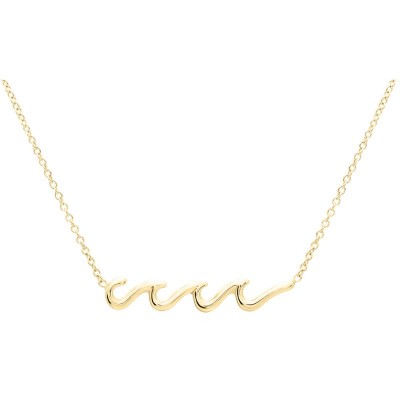 14K Yellow Gold Triple Wave Pendant Necklace