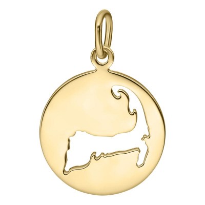 14K Yellow Gold Round 15mm Cape Cod Pendant-18"