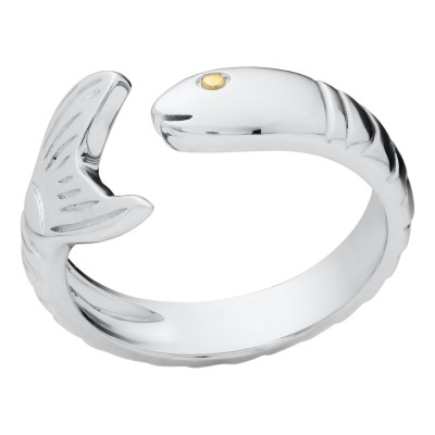 SS/VERMEIL FISH RING, SIZE 5