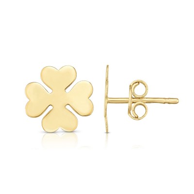 14K Gold Clover Studs