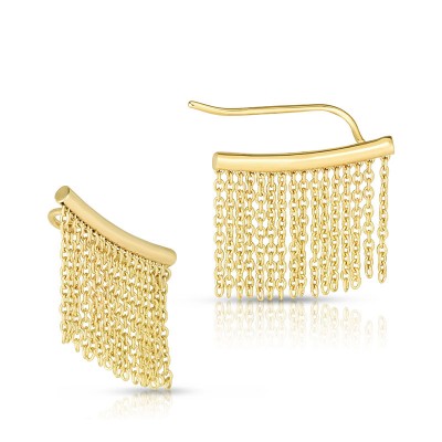 14K Gold Fringe Ear Climbers