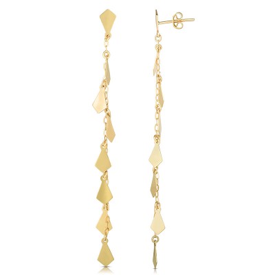 14K Diamond Shape Mirror Chain Earrings