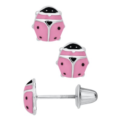 SS KK PINK LABYBUG EARRINGS