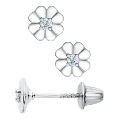 SS KK .06CTW RD DIA FLOWER EARRINGS