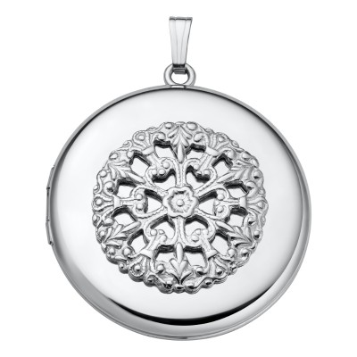SS RD LOCKET W/ WHITE FILIGREE ON 22
