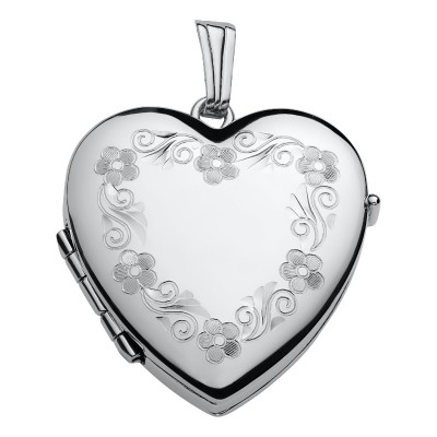 SS 4 PICT ENG'D HEART LOCKET ON 18