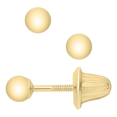 14KY KK 3MM GOLD BALL EARRINGS