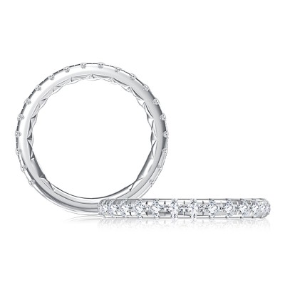 Classic Delicate Diamond Wedding Band with A.JAFFE Quilts Interior