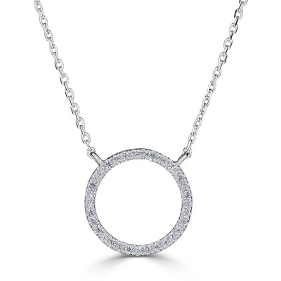 Sachs Signature 14KW 18" .10Ctw Round Diamond Circle Outline Necklace