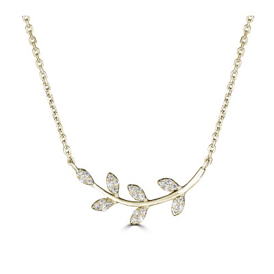 Sachs Signature 14KY 18" .08Ctw Round G-H/SI Diamond Leaf Necklace