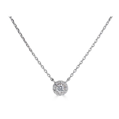 Sachs Signature 14KW 18" .15Ctw Round H-I/I1 Diamond Halo Necklace