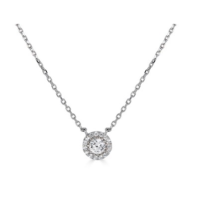 Sachs Signature 14KW 18" .25Ctw Round H-I/I1 Diamond Halo Necklace