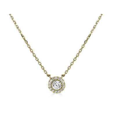 Sachs Signature 14KY 18" .25Ctw Round H-I/I1 Diamond Halo Necklace