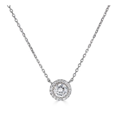 Sachs Signature 14KW 18" .50Ctw Round H-I/I1 Diamond Halo Necklace