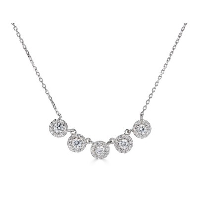 Sachs Signature 14KW 18" .55Ctw Round Diamond 5 Halo Necklace
