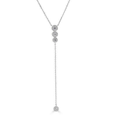 Sachs Signature 14KW 18" .35Ctw Round H-I/I1 Diamond Halo Lariat Necklace
