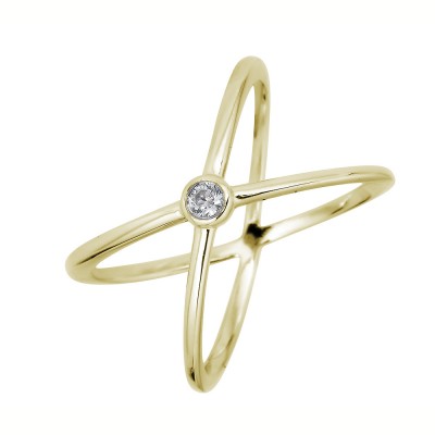 Sachs Signature 14KY .05Ct Round H-I/I1 Diamond Criss-Cross Ring