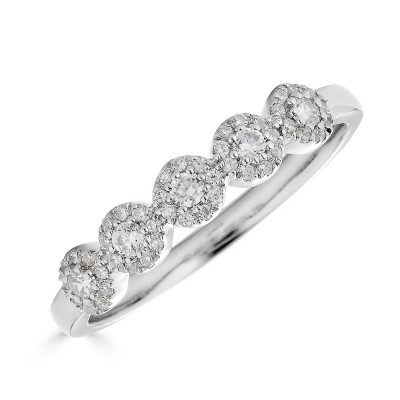 Sachs Signature 14KW .28Ctw Round H-I/I1 Diamond 5-Halo Ring