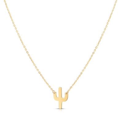 14K Yellow Mini Cactus Necklace