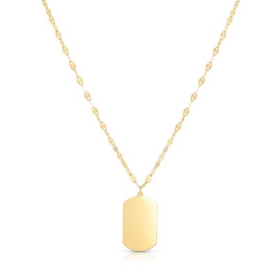 14K Flat Dog Tag Necklace