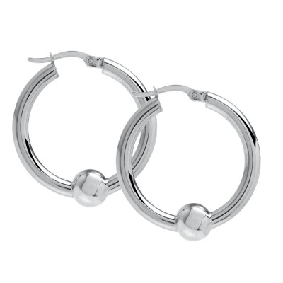 SS Cape Cod Bead Hoop Earrings