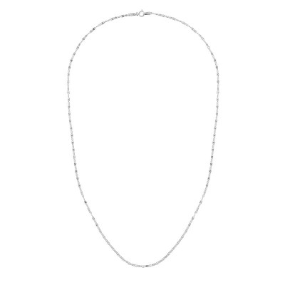 14K White 16" Diamond Cut Mariner Necklace