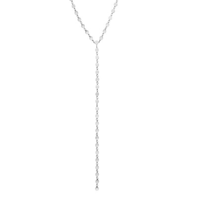 14K 17" White Round Mirror Chain Y Necklace