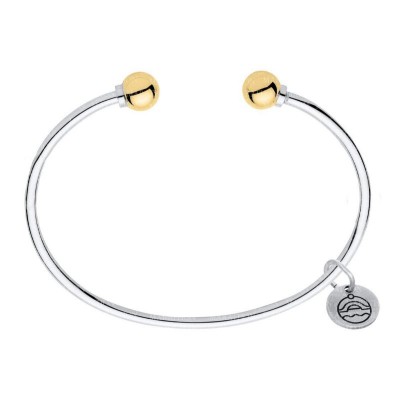 SS/14YG 2 Bead Cape Cod Cuff Bracelet